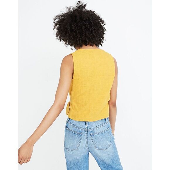 MADEWELL Mustard Yellow V-Neck Wrap Tie Sleeveless Tank Top Size XS - Picture 2 of 7